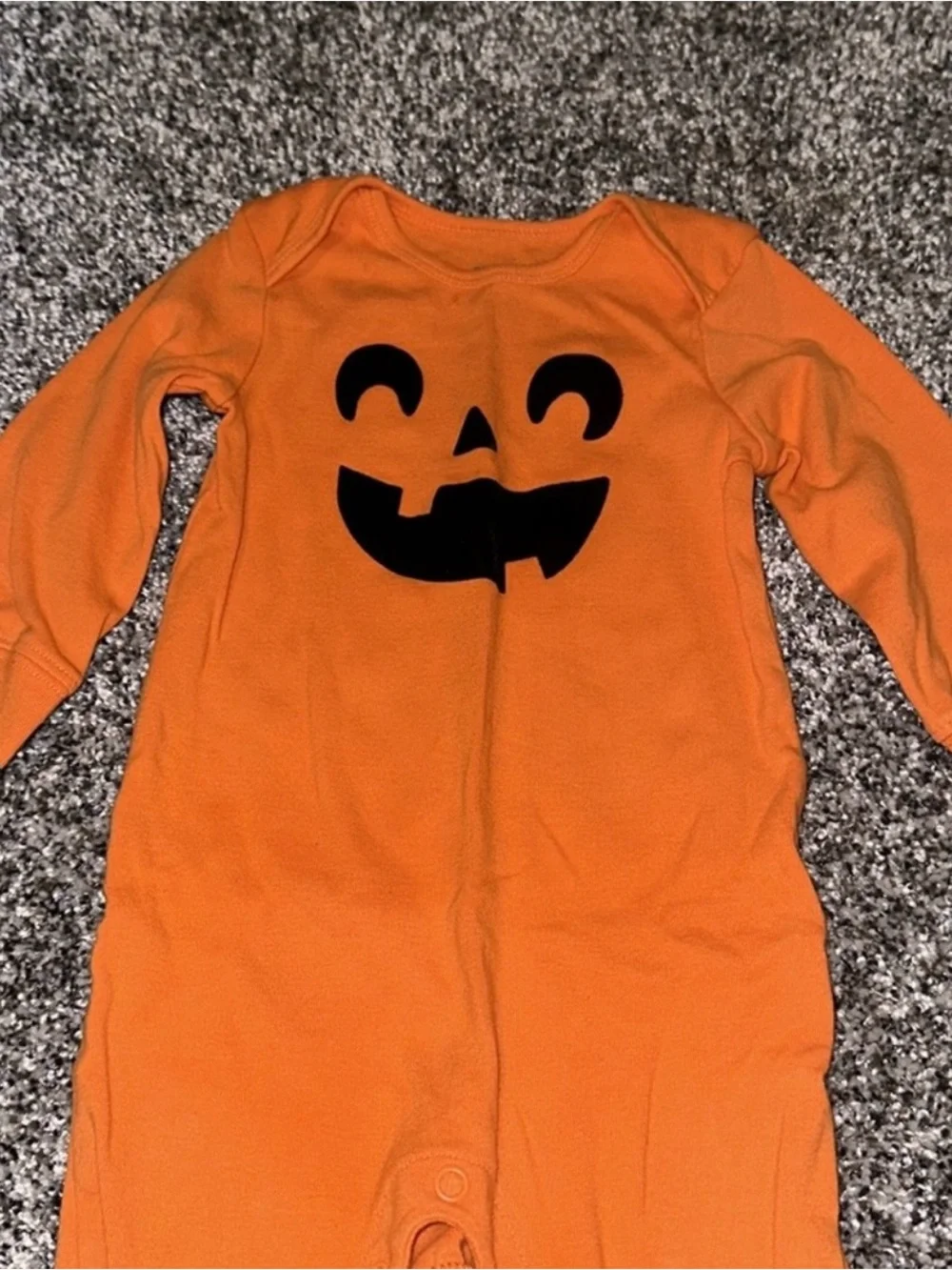 Carter's Orange Pumpkin Face Open Footed One-Piece